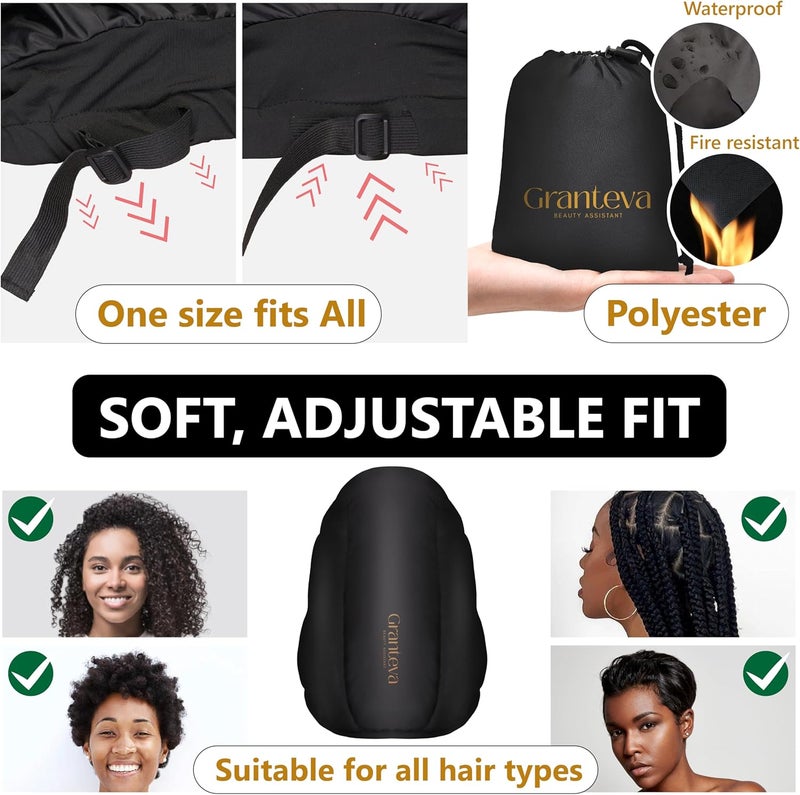 Granteva Large Hooded Hair Dryer Bonnet Attachment w/Integrated Headband - Reduces Heat Exposure Around Ears & Neck - Enhanced Size for Use with Rollers, Speeds Up Drying Time, Deep Conditioning at Home - Image 5